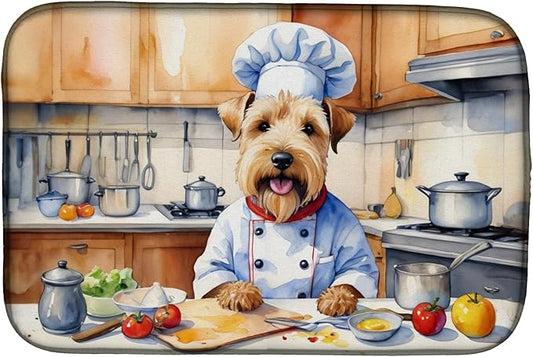 Caroline's Treasures DAC6340DDM Wheaten Terrier The Chef Dish Drying Mat Absorbent Dish Drying Mat Pad for Kitchen Counter Dish Drainer Mat for Countertop, 14 x 21", Multicolor