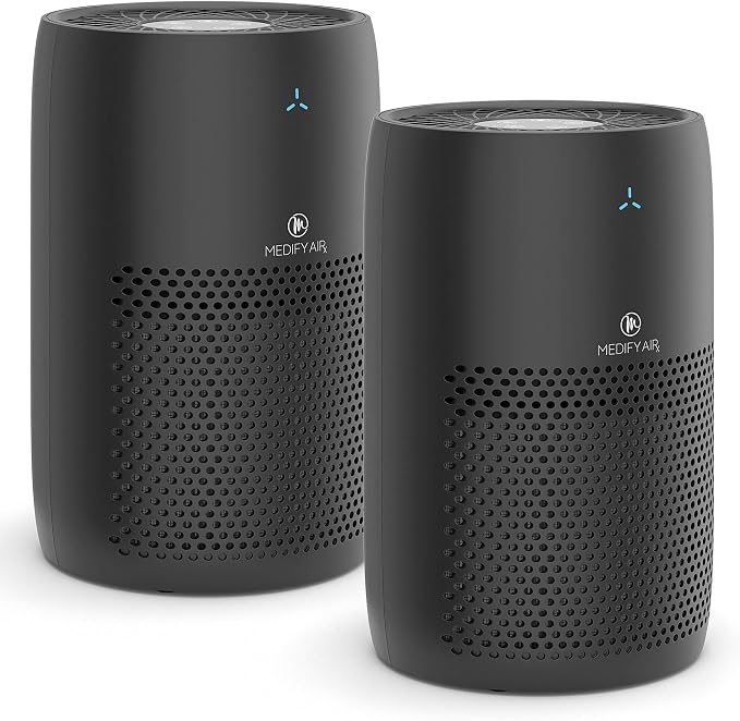 Medify MA-22 Air Purifier with True HEPA H13 Filter | 169 m² Coverage in 1hr for Allergens, Smoke, Wildfires, Dust, Odors, Pollen, Pet Dander | Quiet 99.9% Removal to 0.1 Microns | Black, 2-Pack