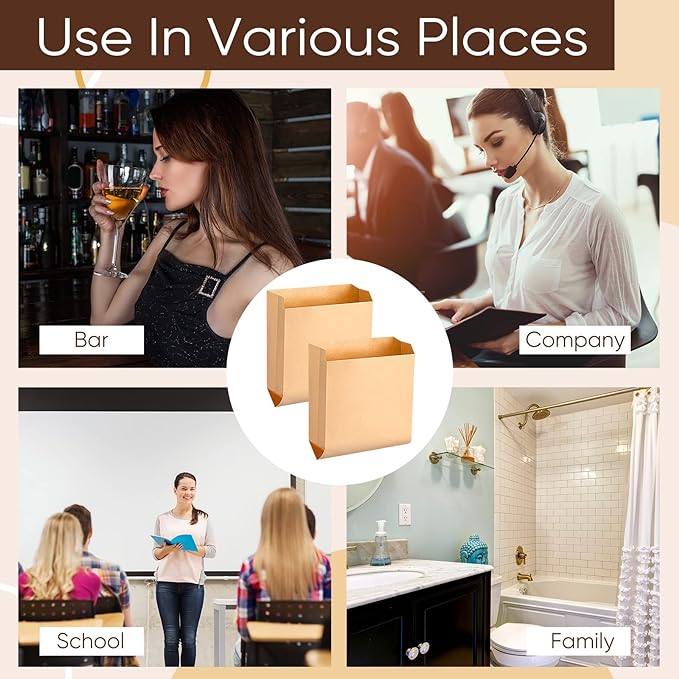 Thenshop 200 Pcs Waxed Kraft Feminine Hygiene Liner Bag, Business Restroom Bathroom Personal Dispensers 7.5 x 10" Waste Receptacle Paper Liners, Sanitary Napkin Disposal Bags, Kraft Bag