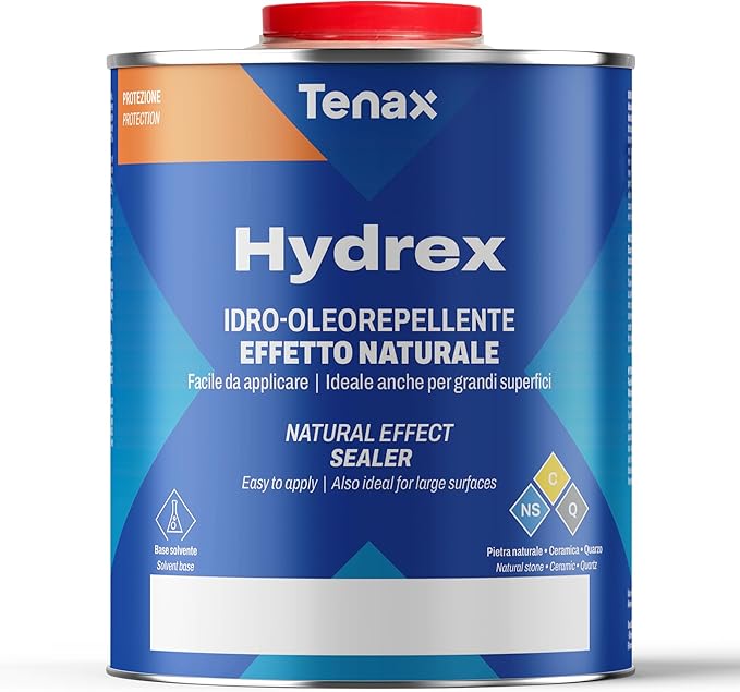 Tenax Hydrex Stone Sealer – Professional Penetrating Sealer for Granite, Marble, Natural Stone & Concrete – Stain & Water Protection for Countertops, Tile, Indoor & Outdoor Surfaces – 1 Quart
