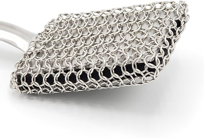 BBQ Dragon Chainmail Grill Brush - Bristle-Free Grill Cleaning Brush for Outdoor Grill - Heavy-Duty BBQ Brush and Grill Scrubber - Stainless Steel BBQ Grill Brush Cleaner - Safe BBQ Brush for Grills