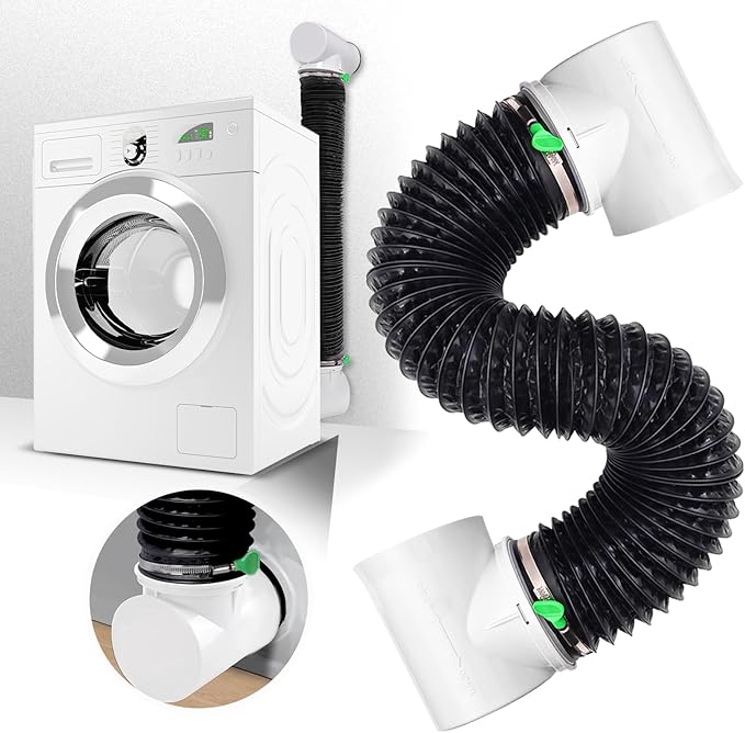 Dryer Vent Hose Connector Kit,90 Degree Dryer Vent Elbow+10ft 6-Layer Flexible Hose & Sealing Kit for 4 Inch Dryer Duct, Dryer Adapter,Space-Saving Design for Tight Space