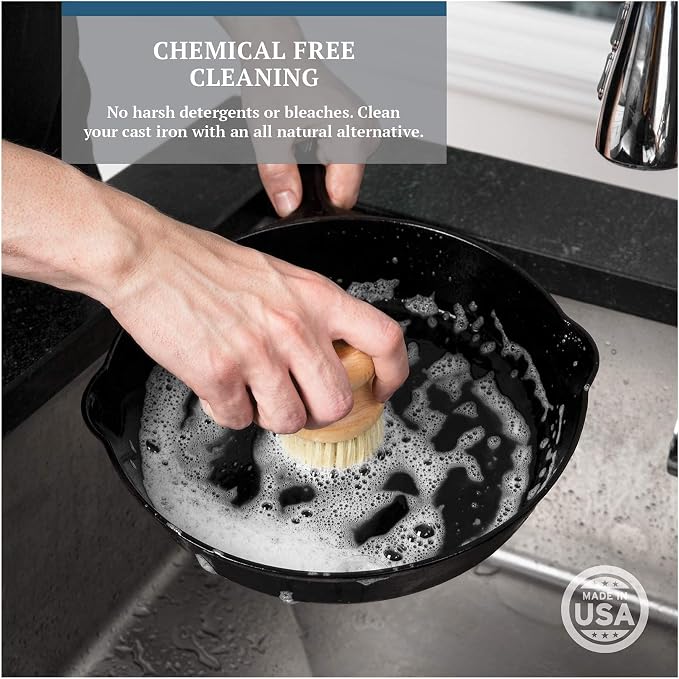 CLARK'S Small Scrub Brush and Cast Iron Soap | Maintain All Cast Iron and Carbon Cookware