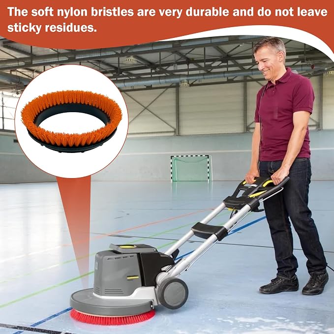 Commercial 237047 Nylon Carpet Orbiter Brush, 12" Diameter, Polypropylene Bristle Brush for ORB550MC Orbiter Floor Machine, Orange(2 PCS)