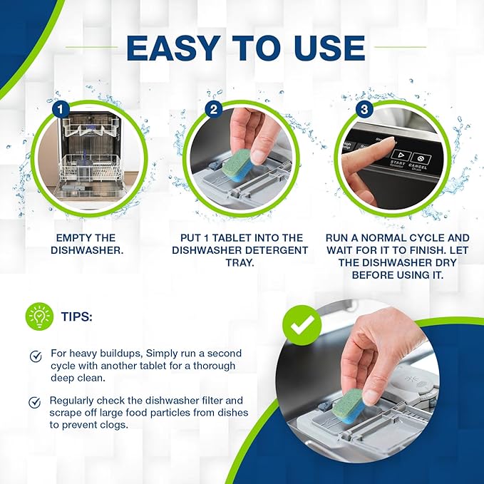 72 Tablets for a Sparkling Kitchen – 48 Dishwasher Cleaner & Washing Machine Cleaner Tablets + 24 Garbage Disposal Deodorizer Packets -Deep Cleaning, Drain Maintenance & Septic Safe Maintainance