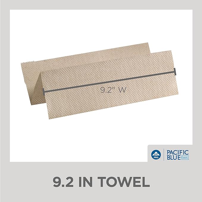 Pacific Blue Basic Recycled Multifold Paper Towels (Previously branded Envision) by GP PRO (Georgia-Pacific), Brown, 23304, 250 Towels Per Pack, 16 Packs Per Case