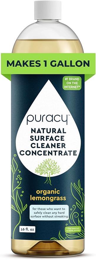 Puracy All Purpose Cleaner Concentrate – Plant-Powered Multi-Surface Cleaner - Surface Cleaner Solution As Seen on TikTok (Organic Lemongrass, 16 fl oz, 1 Pack)