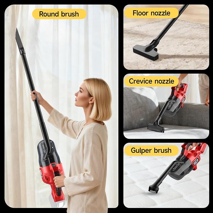 Cordless Vacuum Cleaner for Milwaukee M18 18V Battery, 500W Handheld Vacuum Cleaner with Washable Filter, Portable Stick Vacuum for Floor Carpet Car Hardwood Pet Hair(Battery Not Included)