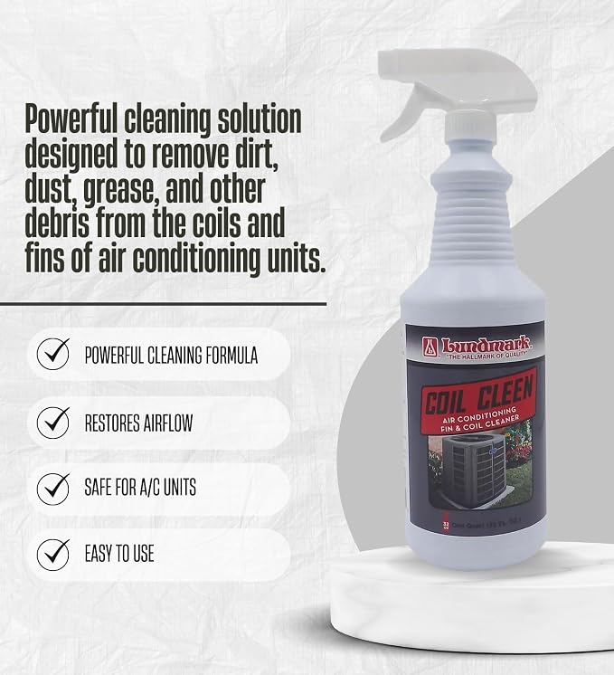 Lundmark Coil Cleen Air Conditioner Fin Cleaner 32 oz Bundle with Cleaning Gloves – Removes Dirt, Improves Cooling Efficiency, Easy Spray Application – Gift Set (2 Items)