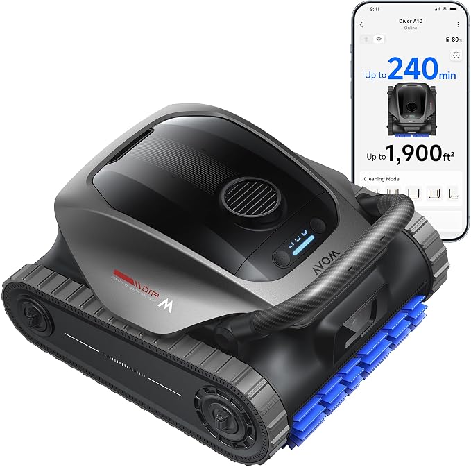 MOVA Diver A10 Cordless Robotic Pool Vacuum Cleaner, 6,000GPH Suction, 240min Runtime, Wall Climbing & Double-Pass Waterline Scrubbing, AI-Powered Edge Cleaning & Path Planning, Auto Parking, 8 Modes