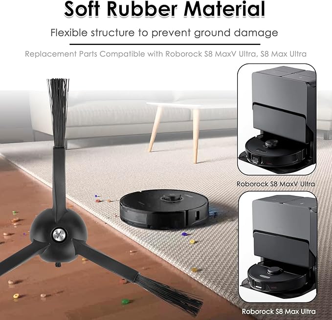 (30 Pack) S8 MaxV Ultra Replacement Parts for Roborock S8 MaxV Ultra/ S8 Max Ultra Robot Vacuum Accessories Kit, 4 Roller Brushes, 4 Big + 4 Small Mop Pads, 6 Dust Bags, 6 HEPA Filters, 6 Side Brushes