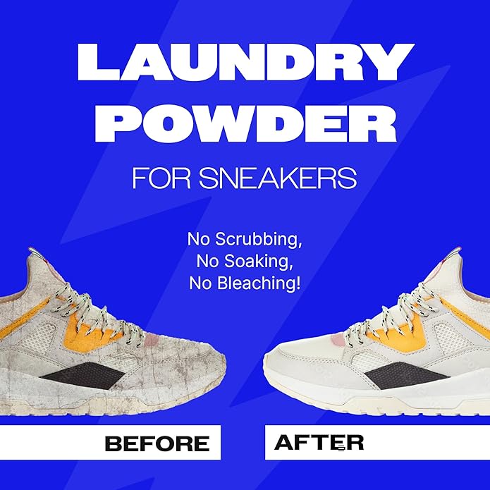 Sneaker Cleaner Kit, Shoe Cleaner for White & Colored Sneakers, Stain Remover, Deodorizer Powder, Washing Machine Safe