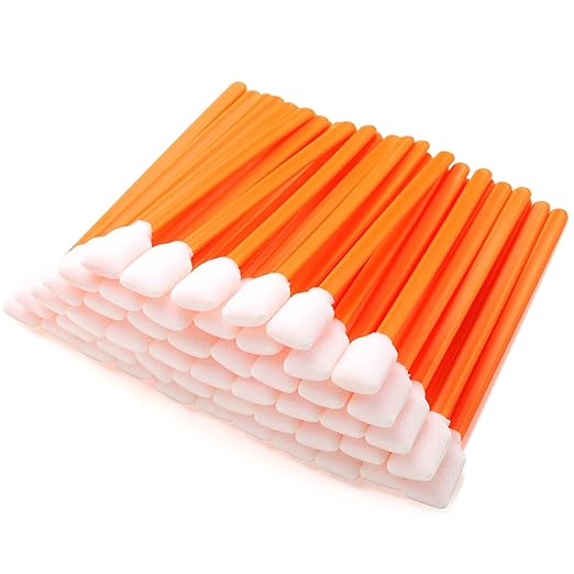 AAwipes Foam Sticks Cleaning Swabs (50 pcs 5.25" Large Rectangular Foam Tips, Orange) Cleanroom Cleaning Swab Sponge Stick for Inkjet Printer, Optical Instruments, General Cleaning (C714C)