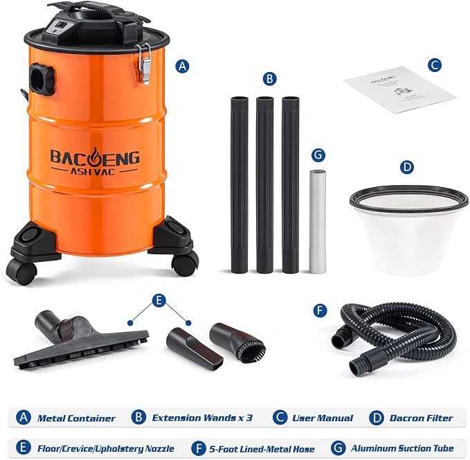 BACOENG Ash Vacuum and Hose