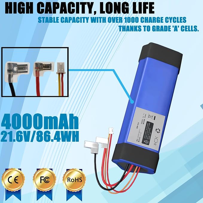 ONE S3-1 4000mAh Battery Compatible with Tineco iFloor 3, Floor ONE S3 and Floor one S3 Breeze Cordless Wet Dry Vacuum Cleaner