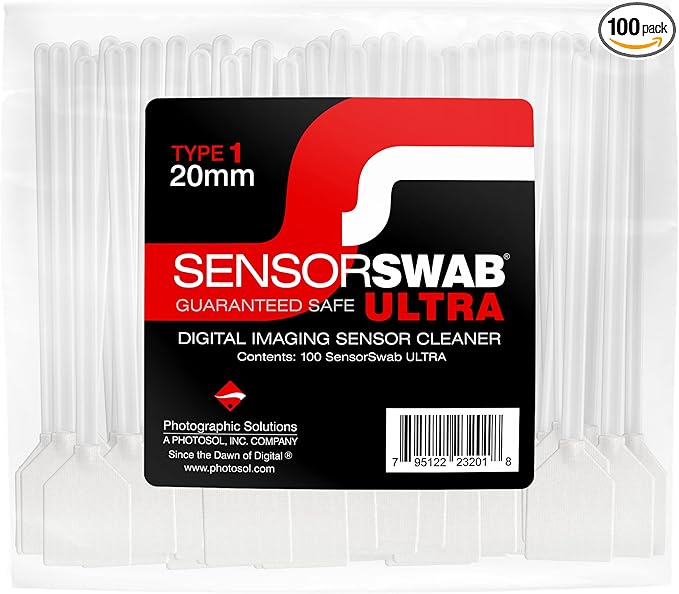 Sensor Swab Ultra 20mm Swabs - Camera Sensor Cleaner Swabs for Cleaning APS-H Mirrored or Mirrorless SLR & DSLR Cameras. Canon, Nikon, Sony - Sensor Dust & Oil Remover (Pack of 100)