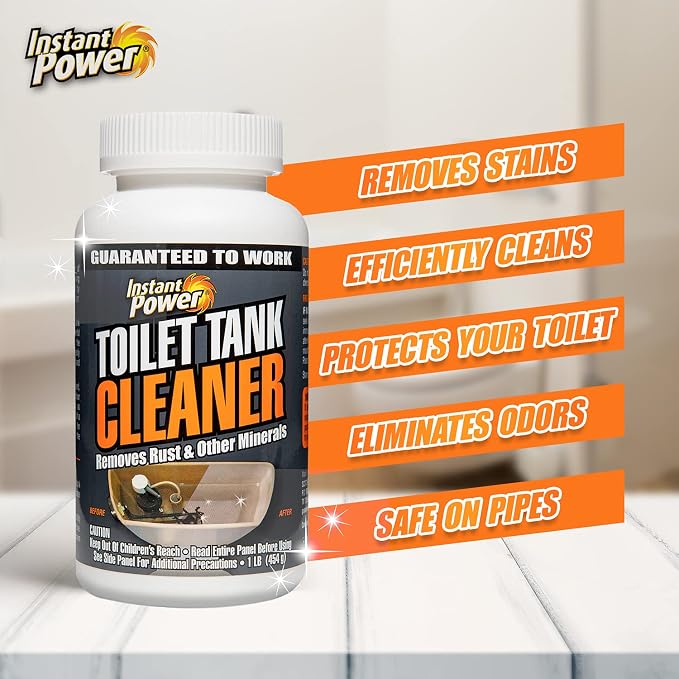 Instant Power Toilet Tank Cleaner - Bathroom Toilet Cleaning Powder, Removes Rust and Odors, No Scrubbing, Made in USA, Toilet Cleaner - 1 lb 6 Pack