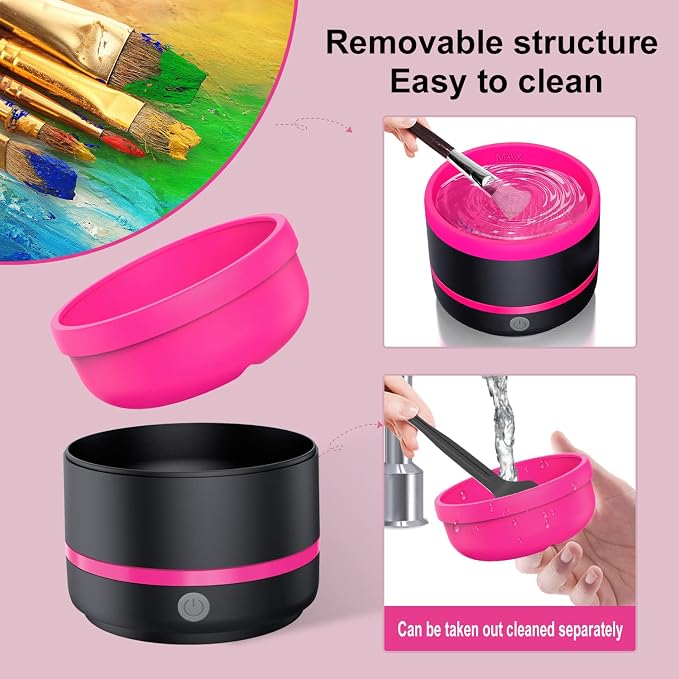 YAGHVEO® Electric Paint Brush Cleaner Tool,Silicone Paint Brush Rinser, Auto-spin Cup Paintbrush Cleaner,USBPainting Brush Cleaning Washer for Acrylic,Watercolor,Oil & Makeup Brushes for Artists