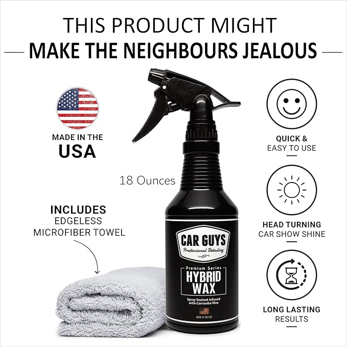CAR GUYS Car Detailing Kit | Tire Shine 18 Oz & Hybrid Wax 18 Oz