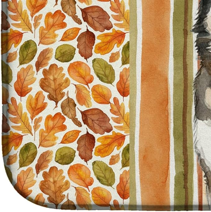 Caroline's Treasures Sable and White Alaskan Malamute Heirloom Fall Dish Drying Mat Absorbent Dish Drying Mat Pad for Kitchen Counter Dish Drainer Mat for Countertop, 14 x 21", Multicolor