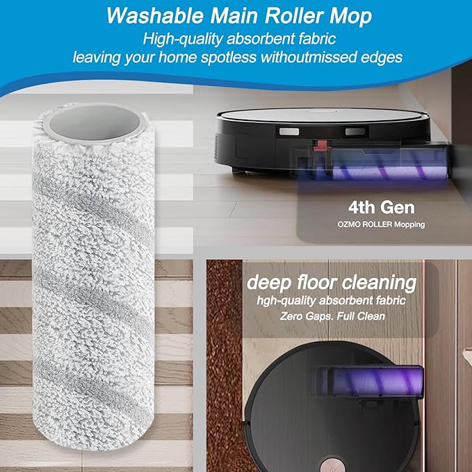 Accessories Kit Compatible with Yeedi S20 Infinity Robot Vacuum,2 Main Brush, 6 HEPA Filter, 6 Roller Mop, 6 Side Brushes,Replacement Parts