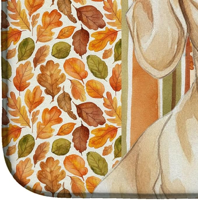 Caroline's Treasures Cream Dachshund Heirloom Fall Dish Drying Mat Absorbent Dish Drying Mat Pad for Kitchen Counter Dish Drainer Mat for Countertop, 14 x 21", Multicolor