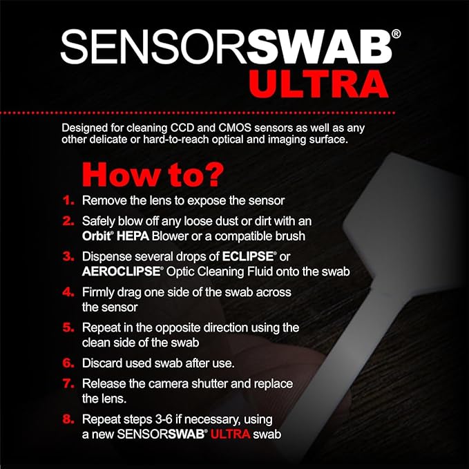 Sensor Swab Ultra 24mm Swabs - Camera Sensor Cleaner Swabs for Cleaning Full Frame Mirrored or Mirrorless SLR & DSLR Cameras. Canon, Nikon, Sony - Sensor Dust & Oil Remover (Pack of 100)