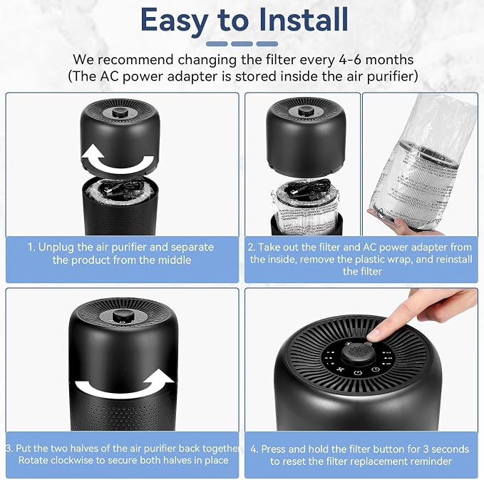 2 Pack YARIKI P60 Air Purifier + 4 Pack YARIKI P60 Replacement Filter Combo