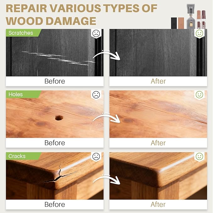 Laminate Floor Repair Kit, Floor Repair Kit with Heat Pen, 11 Colors Wax Blocks and 8 Colors Furniture Touch Up Markers, Vinyl Floor Repair Kit Restoration for Cracks, Dents, Holes, Scratches