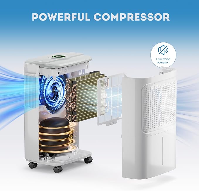 Dehumidifier for Basement, Home Dehumidifiers with Drain Hose for Large Room Bathroom, Auto Drain or Manual Drainage (31 pint)