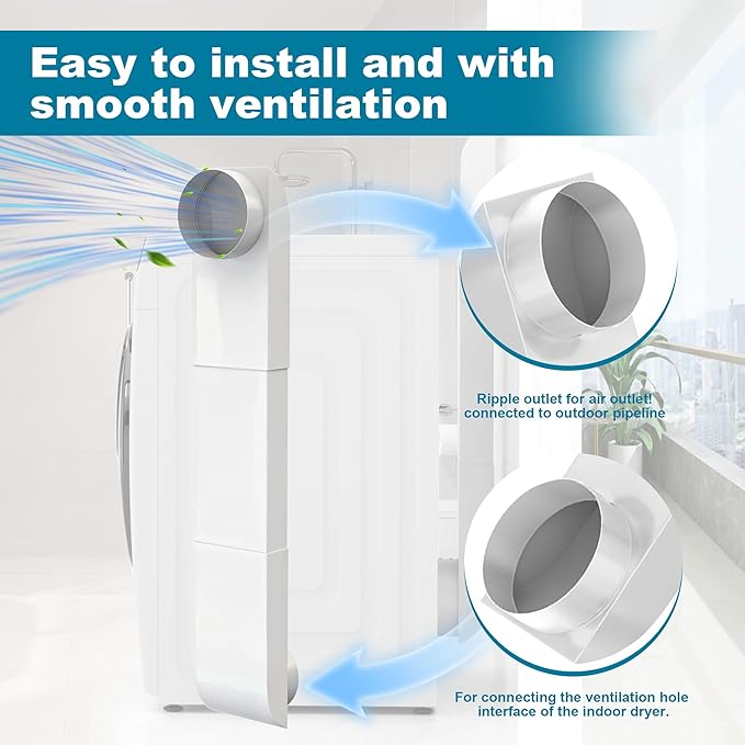 Upgraded Periscope Dryer Vent Kit with Easy-Connect Silicone Adapter, Adjustable 29-45 Inch Stainless Steel Telescoping Duct-Slim Low Profile Vent Design for Tight Spaces, Universal 4" Dryers