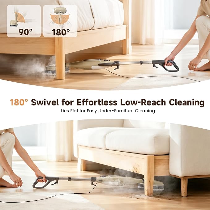 DEVOAC VM6 Scrubbing Steam Mop with Rotating Mop Pads, 10 in 1 Steam Mop, Lightweight Spin Mop & 3 Steam Modes for Hard Floor Laminate Marble Floors (Auster)
