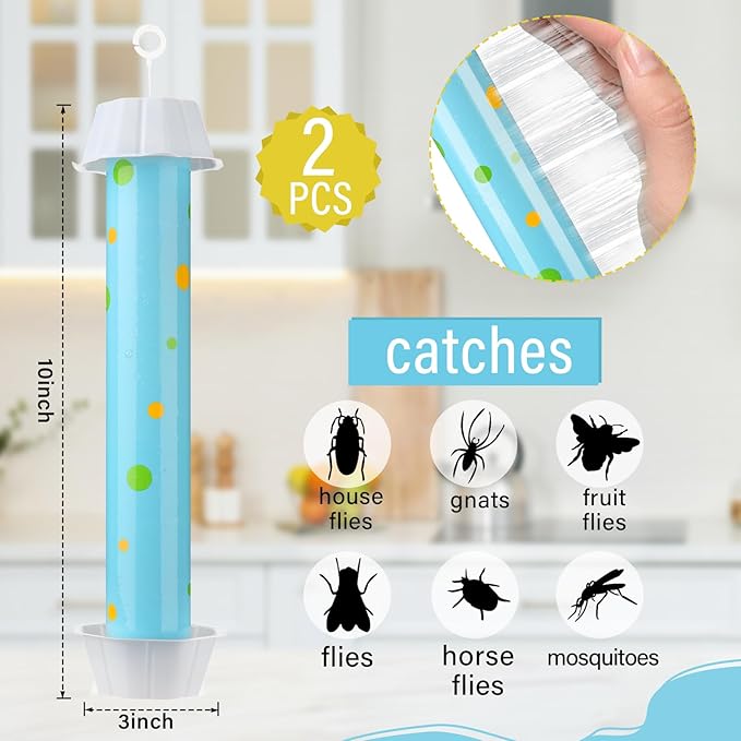Qualirey 12 Pcs Sticky Fly Trap Fly Stick with Hanging Hook Adhesive Flying Catcher for Indoor Outdoor Trap Houseflies and Flying Insects Mosquito Bee Wasp Moth (Classic Style)