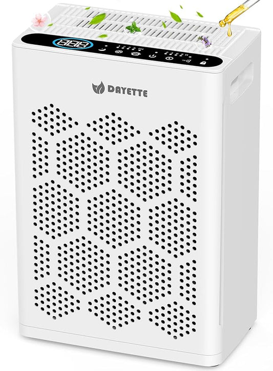 Air Purifier for Home Bedroom Large Room Up to 2400 Ft², H14 HEPA Filter Air Cleaner with Washable Pre-Filter, Aromatherapy, AQI Display, Pet Mode for Pets, Allergies, Dust, Pollen
