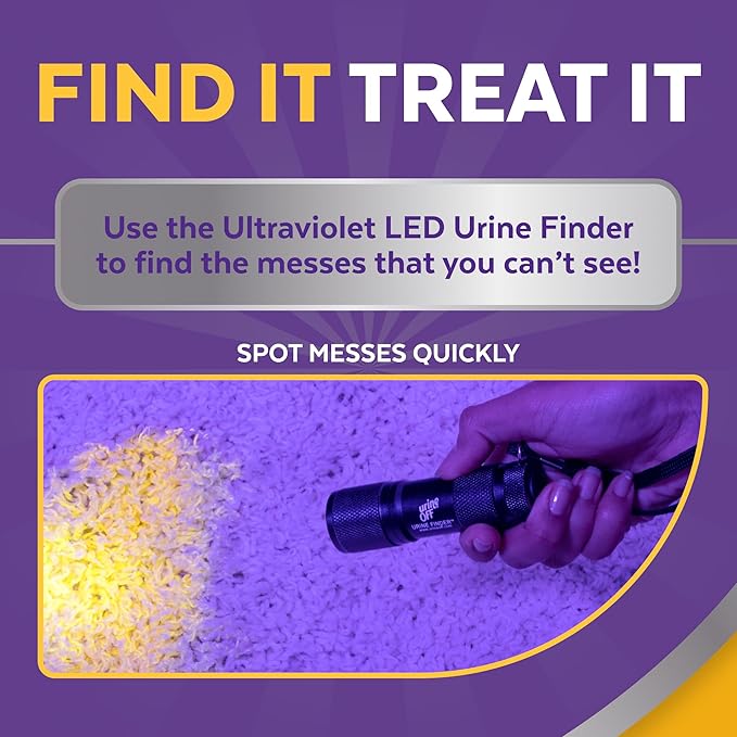 urineOFF Puppy & Dog Pet Stain Remover & LED Urine Finder Light | Freshly Scented Carpet Cleaner | Bio Enzymatic Stain & Urine Odor Remover | Pet Safe Cleaner | 16 oz.