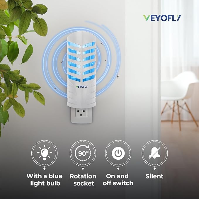 VEYOFLY Fly Trap (1 Device + 3 Glue Boards) + 5 Refills Pack Bundle - Plug in Flying Insect Trap, Fruit Fly Traps for Indoors-Mosquito,Fruit Fly, Gnat Trap, Bugs- No Odor