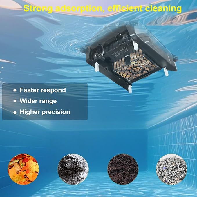 Solar Powered Robotic Pool Skimmer, Automatic Pool Surface Cleaner Robot with 24/7 Continuous Cleaning, App Control, Dual Charging, Ideal for Above Ground & In-Ground Pools (Black)
