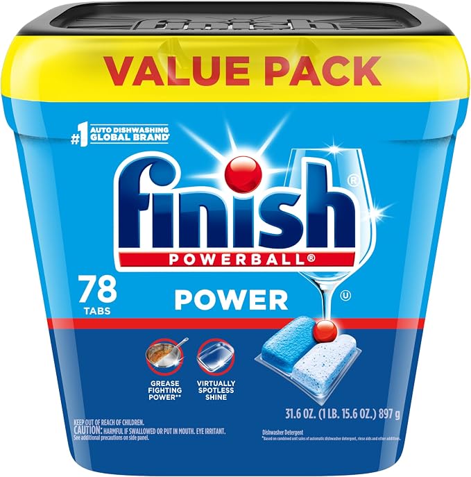 Finish Power Dishwasher Pods, No Pre-Rinse Dishwasher Detergent Soap For Deep Clean & Shine with Degreasing Power, Fresh Scent, 78 Count