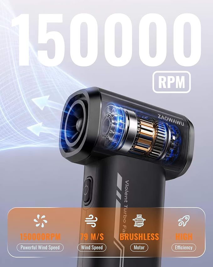 150000 RPM Electric Air Duster, Powerful Cordless Blower for Electronics | Fits PC & Electronics: Perfect for deep cleaning keyboards, computers, camera lenses, and delicate gaming setups.