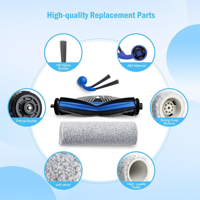 20 Pcs Replacement Parts for Ecovacs Deebot T80 Omni/for Yeedi M14 Plus Robot Vacuum-Accessory Set with 1 Main Brush, 2 Mop Brush Rollers, 6 HEPA Filters, 6 Dust Bags, 4 Side Brushes, 1 Tool