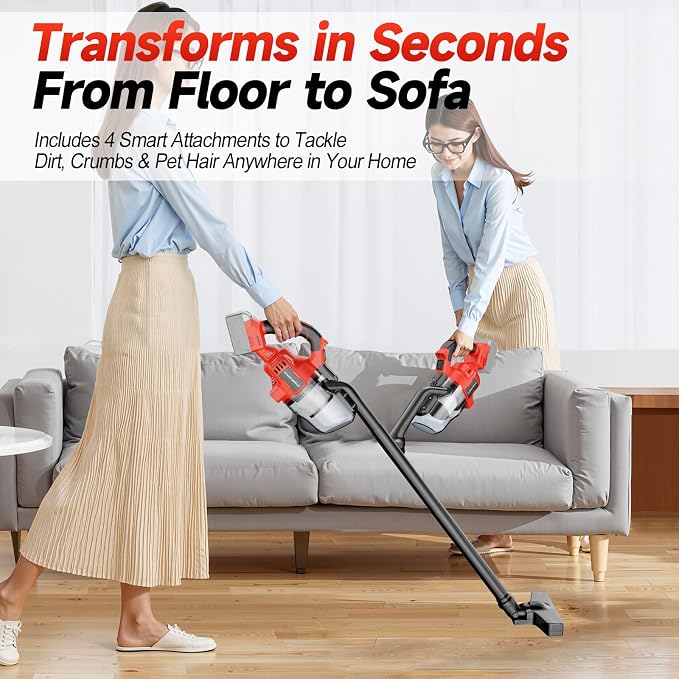 Cordless Handheld Vacuum Cleaner Compatible with Milwaukee 18V Battery (Tool Only, No Battery), 16000Pa Portable Vacuum with 2 HEPA Filters & 4 Attachments for Car, Home, Garage Cleaning