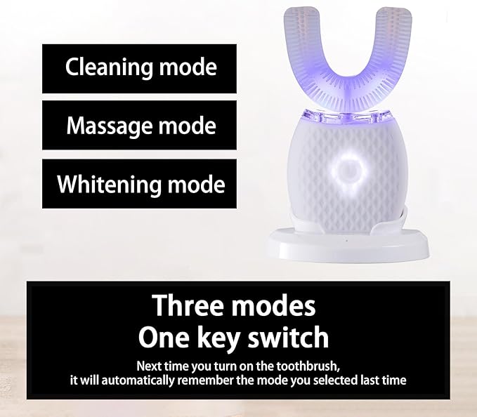 Ultrasonic Toothbrush for Adults Automatic Toothbrush with Soft Bristles Rechargeable Portable 30'' Automatic Timer Wireless Charging Washable for Travel & Home Use (White)