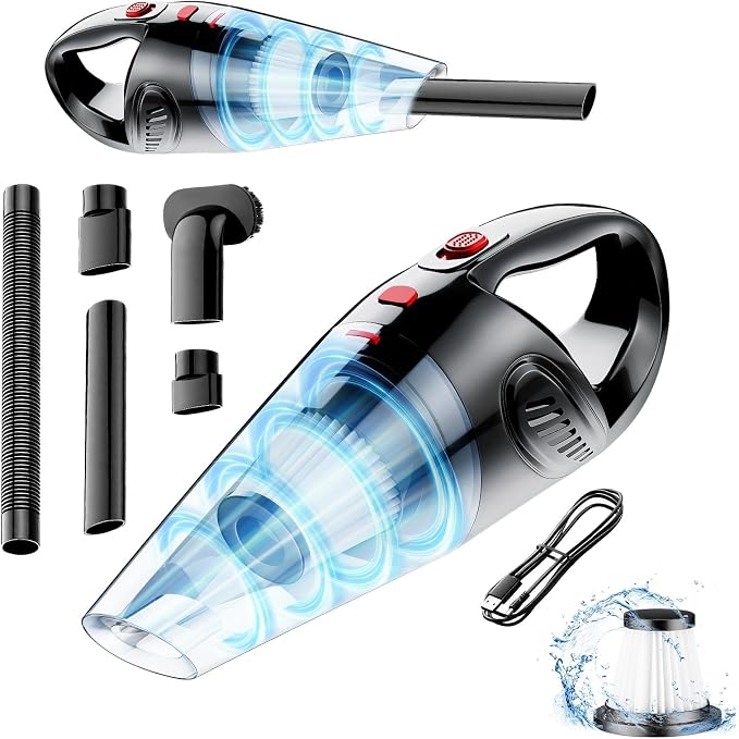 Portable Hand Held Vacuum Cordless - Mini Vacuum Cleaner with Brushless Motor, Clean Dust & Hair Quickly, Lightweight & Low-Noise for Office/Car/Home