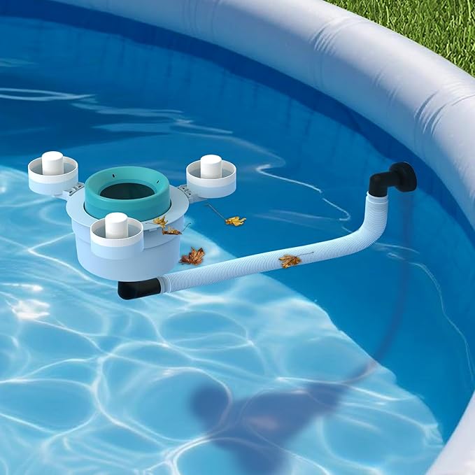 Floating Pool Skimmer for Above Ground Pools, Tri-Float Skimmer with Removable Basket - Easy Install Above Ground Pool Accessories, Universal Pool Cleaning Accesorios para Piscina