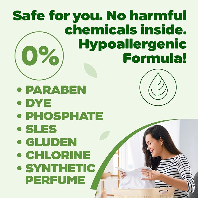 Liquid Laundry Detergent, Plant-Based Laundry Soap, Non-Toxic, Hypoallergenic, Fragrance-Free, EcoCert Certified, Vegan, For Whites & Colors, 30 Washes, 50.7 fl oz (1500 ml) 3 Pack