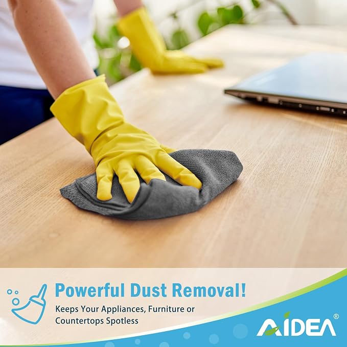 AIDEA Microfiber Cleaning Cloth Grey-200PK, Soft Absorbent Rags, Microfiber Towels for Cars, Kitchen Towels, Dusting Cloth for Home, Window, Cleaning Supplies, 12"×12"
