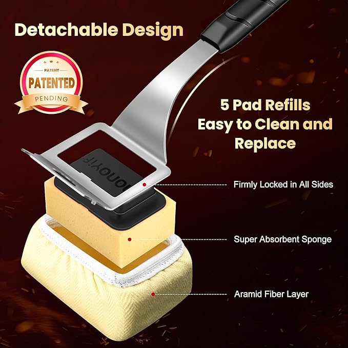 Grill Brush Bristle Free + 5 Replaceable Pads, Grill Cleaner for Outdoor Grill, Steam Grill Brush and Scraper for Cast Iron & Stainless Steel Grates, BBQ Grill Brush, Gift for Men Dad
