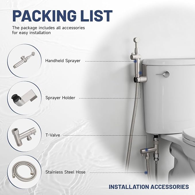 Brushed Nickel Handheld Bidet Sprayer Attachment for Toilet Brass Cloth Diaper Sprayer Bidets for Attachment Toilet with Adjustable Length Spray Heads