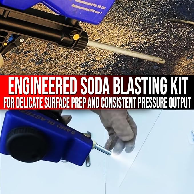 LE LEMATEC Soda Blaster Kit + Nozzle + Air Regulator for Precision Jobs