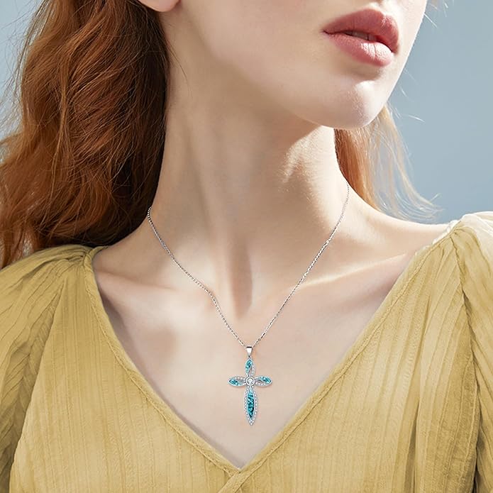 ONEFINITY Religious Cross Pendant Necklace Sterling Silver Origami Cross Pendant Gifts for Women Men Jewelry